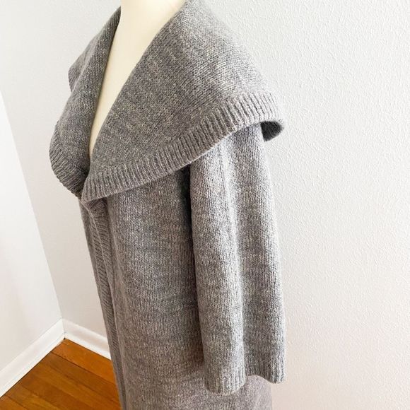 Vintage Wool Mohair Long Sweater Coat Grey - Picture 4 of 8